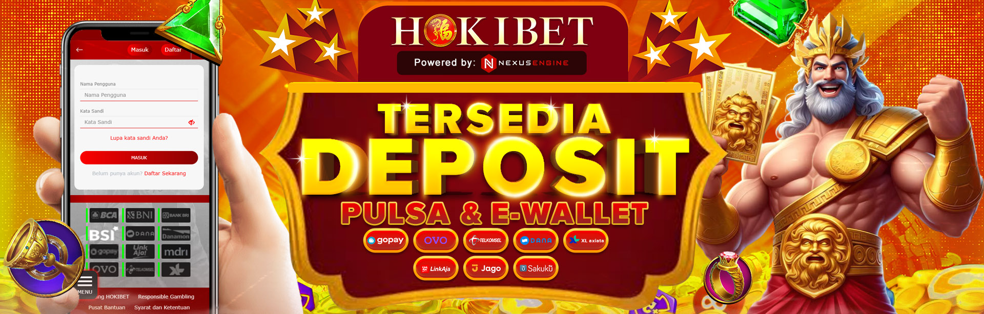 Tersedia Metode Deposit Pulsa & E-Wallet